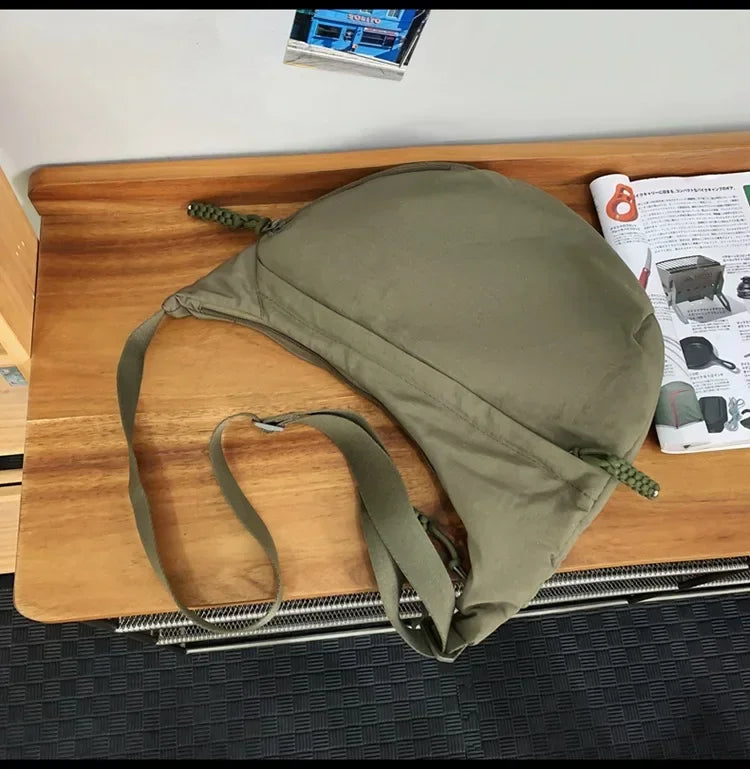 Bolso de hombro de tela suave para mujer, moderno, de color liso, estilo informal, para estudiantes, grande, tipo bandolera