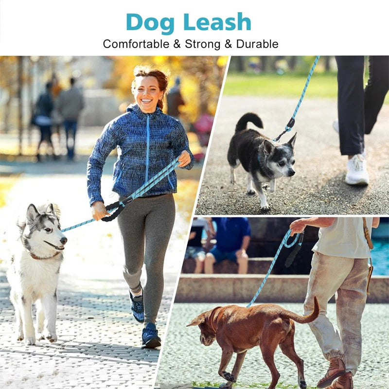 Cuerda de remolque de nailon reflectante para mascotas de 3 m, con mango de espuma antideslizante, ajustable, para perros grandes, medianos y pequeños, para exteriores.