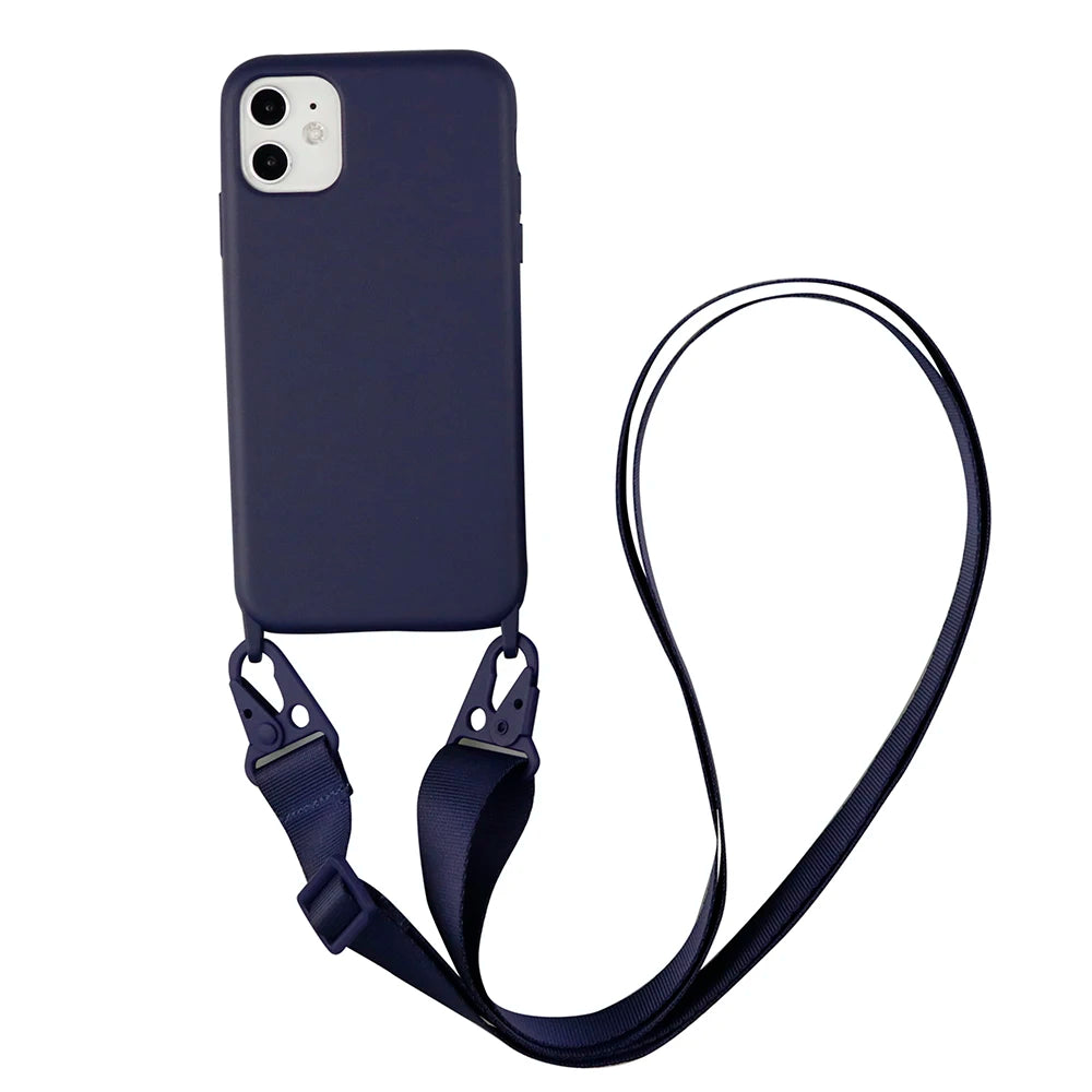 Funda de silicona con cordón para iPhone 12, 13, Mini, 14, 15, 16 Pro Max, X, XR, XS, con correa para el cuello y cordón para collar.