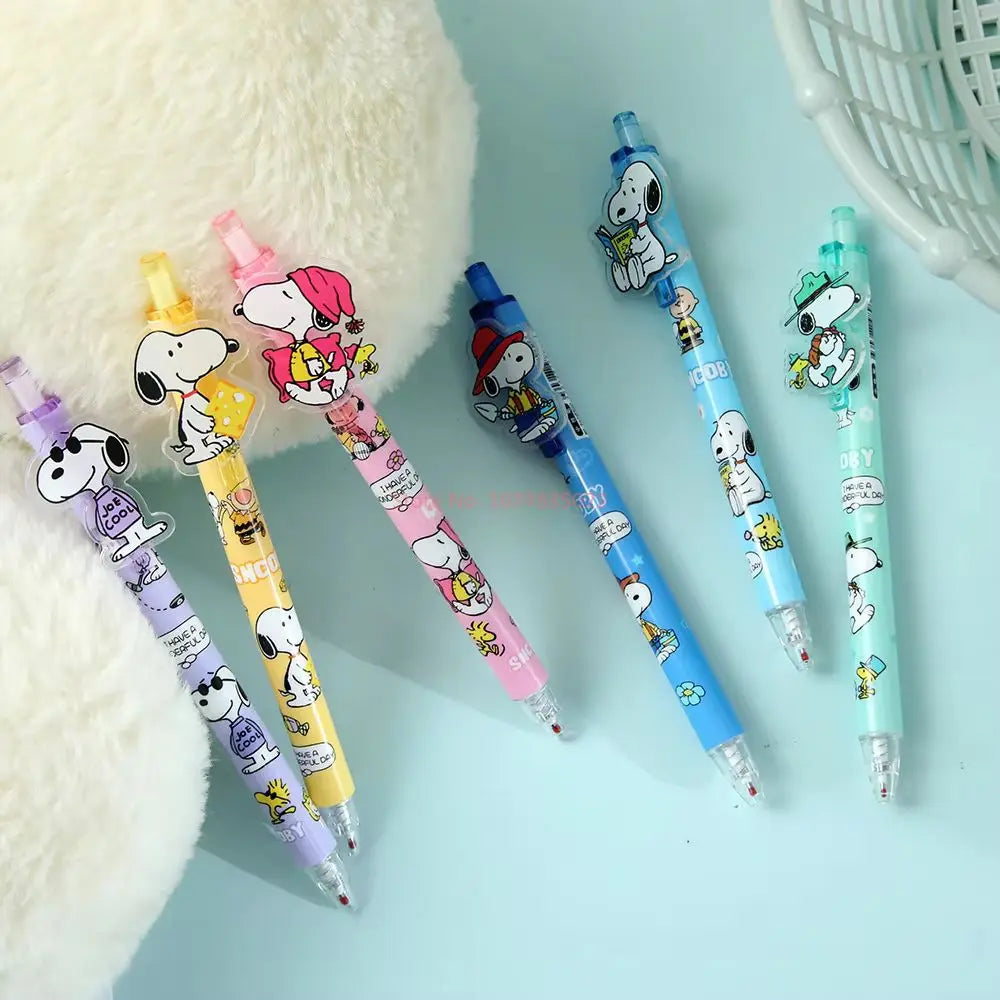 48 bolígrafos de gel Kawaii Snoopy Paster de 0,5 cm, color negro, para firmas de estudiantes, papelería, venta al por mayor