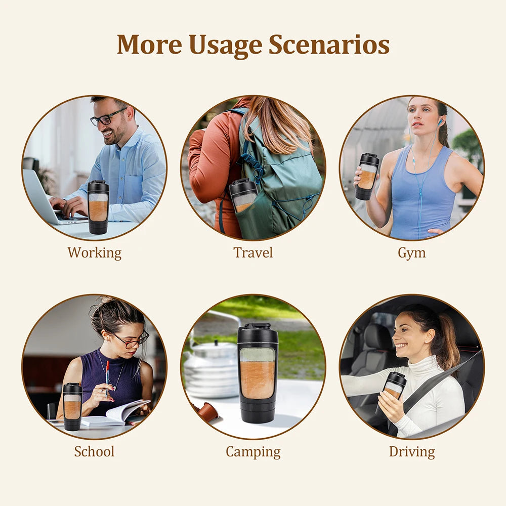 Botella mezcladora eléctrica de 650 ml, batidora portátil de proteína, batidora automática, mezcladora de jugos multiusos, tazas para fitness y trabajo.