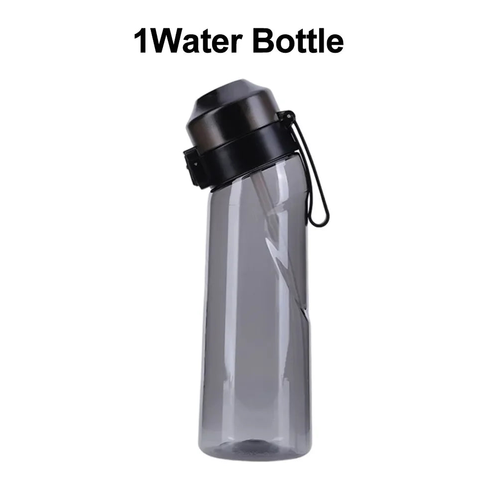 Botella de agua con sabor de 650 ml, ideal para deportes, con 7 cápsulas aromáticas de frutas, ideal para acampar al aire libre, fitness y moda.