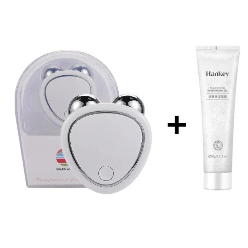 Masajeador facial eléctrico EMS con rodillo de lifting y gel, microcorriente, reafirmante y rejuvenecimiento de la piel, masaje facial, cuidado de belleza.