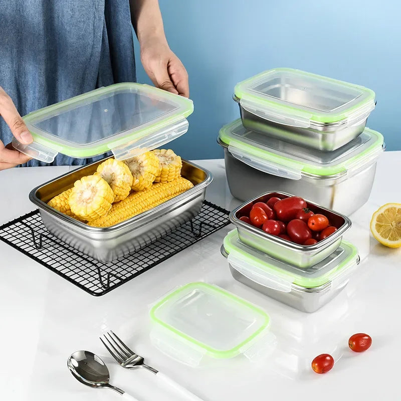 Topper de acero inoxidable 304 con tapa, contenedor hermético para conservar la frescura de la fruta, contenedor refrigerado para bento, utensilios de cocina.