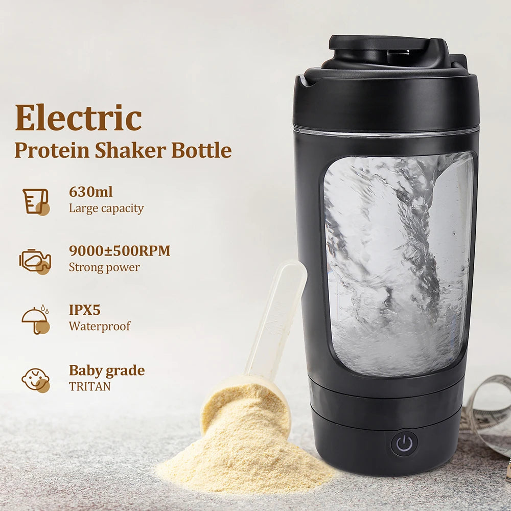 Botella mezcladora eléctrica de 650 ml, batidora portátil de proteína, batidora automática, mezcladora de jugos multiusos, tazas para fitness y trabajo.