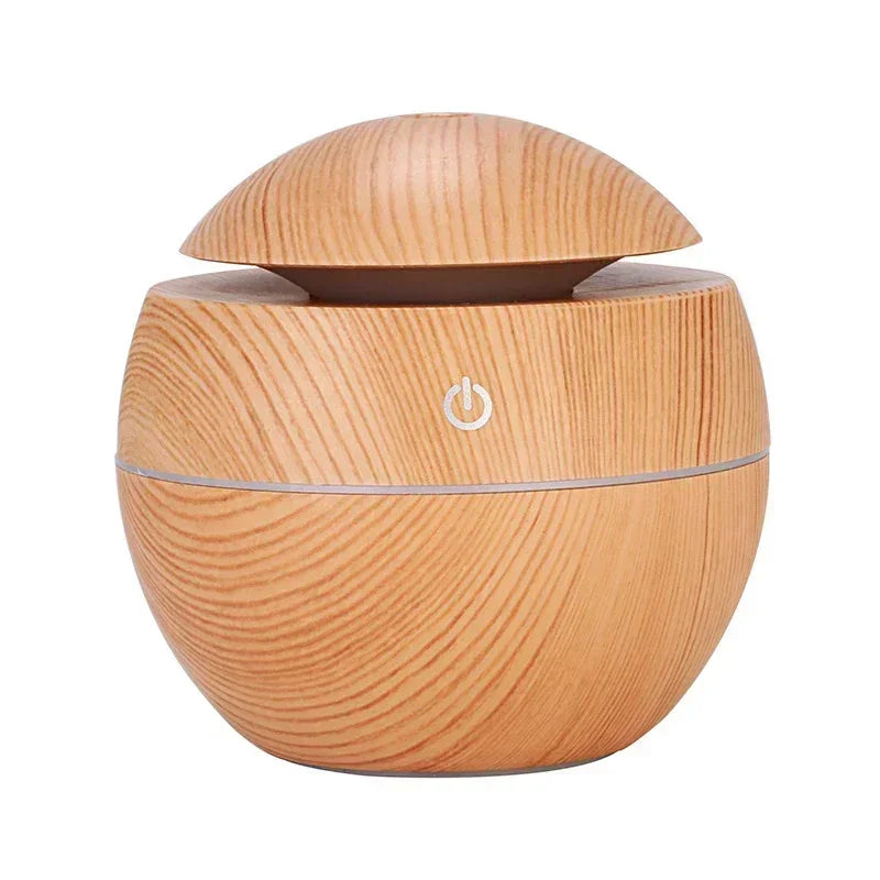 Mini Woodgrain Ultrasonic USB Humidifier and Essential Oil Diffuser Portable Desktop Aromatherapy for Home Office Use