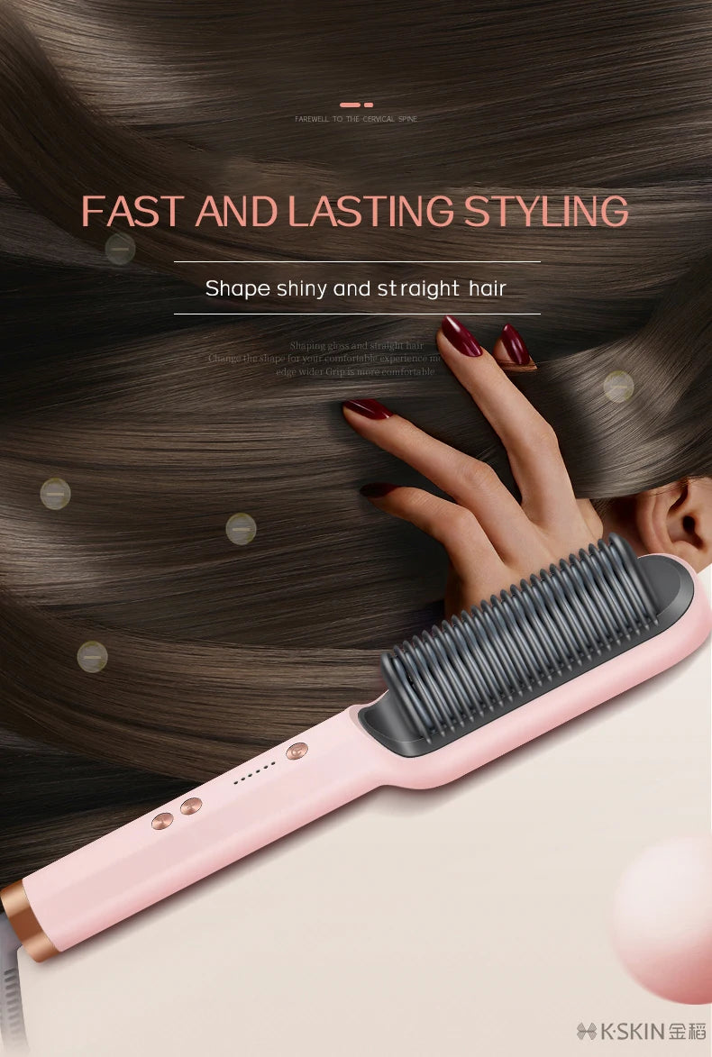 KSKIN Top Selling Hair Straightener 2 in 1 Brush Multifunctional Professional Hair Flat Iron Hair Comb