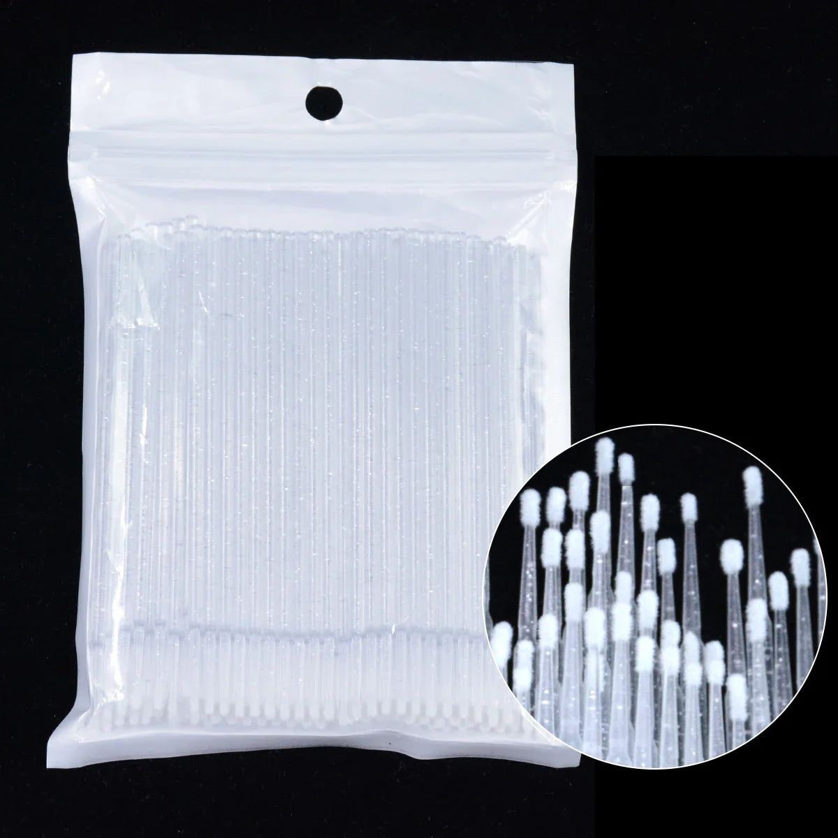 Cepillos de limpieza para pestañas, 100 unidades, para extensiones de pestañas, microhisopos de algodón, individuales, para desmaquillar y limpiar.