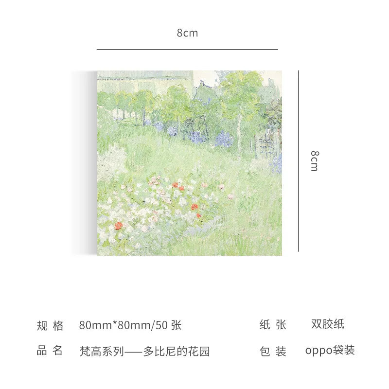 Bloc de notas para pintar Monet Van Gogh, notas adhesivas, calcomanías para álbumes de recortes, bricolaje, bloc de notas, diario, papelería, útiles escolares