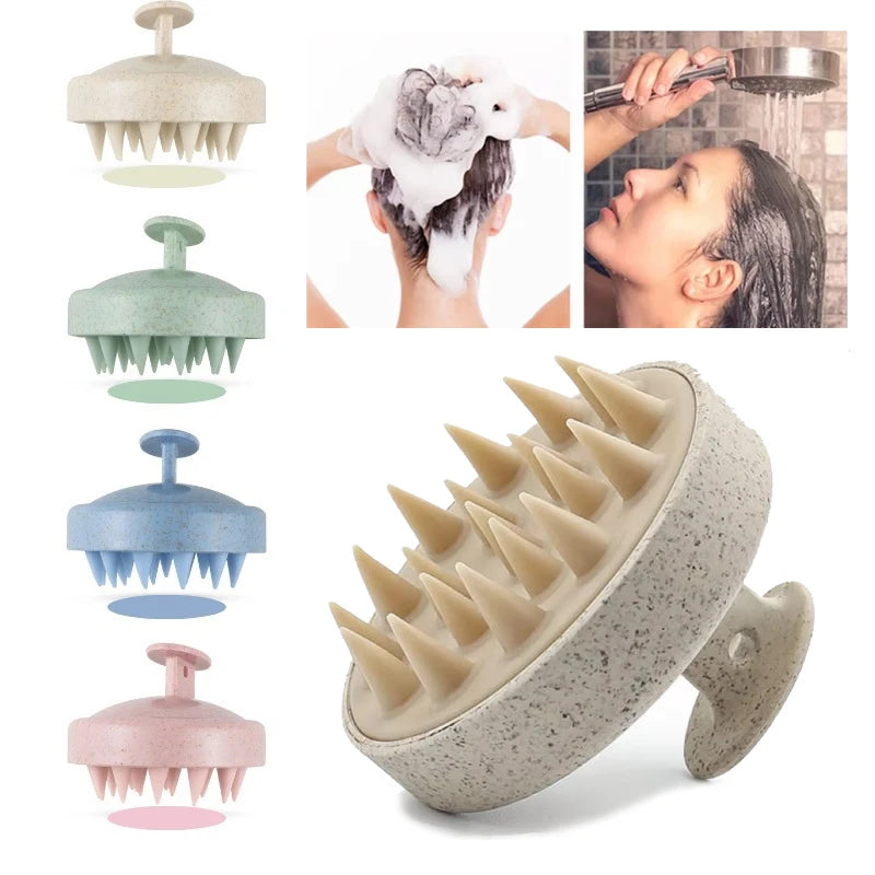 Cepillo de champú de silicona 1/3/5, cabezal de masaje para el cuero cabelludo, peine para lavar el cabello, cepillo de masaje corporal, herramienta de peluquería para baño y ducha.