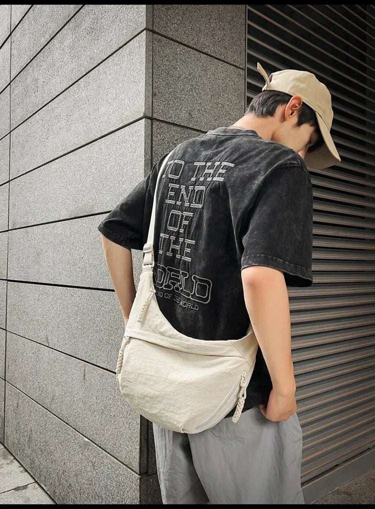 Bolso de hombro de tela suave para mujer, moderno, de color liso, estilo informal, para estudiantes, grande, tipo bandolera