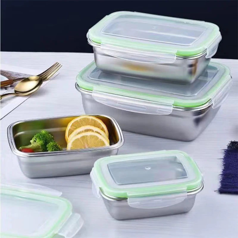 Topper de acero inoxidable 304 con tapa, contenedor hermético para conservar la frescura de la fruta, contenedor refrigerado para bento, utensilios de cocina.