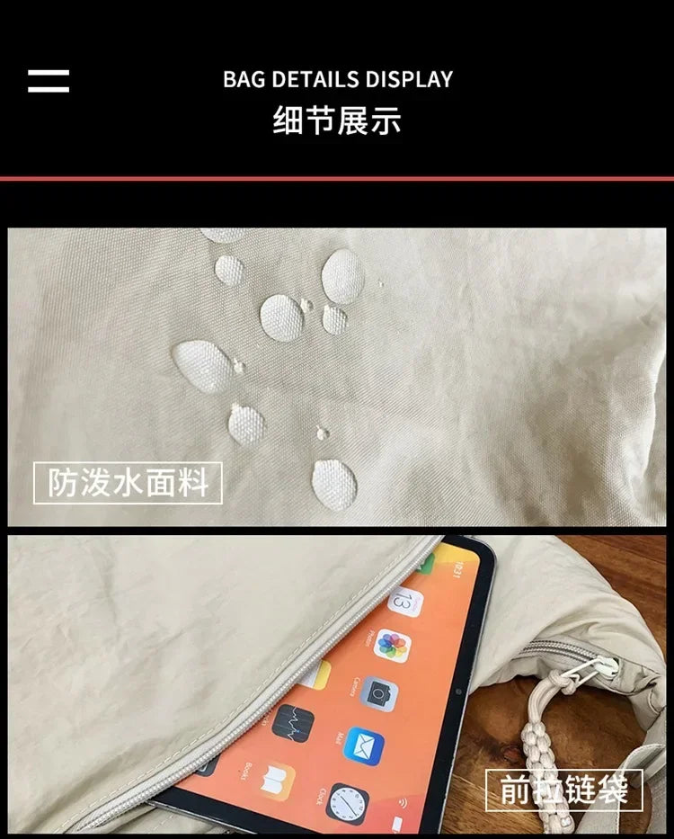 Bolso de hombro de tela suave para mujer, moderno, de color liso, estilo informal, para estudiantes, grande, tipo bandolera