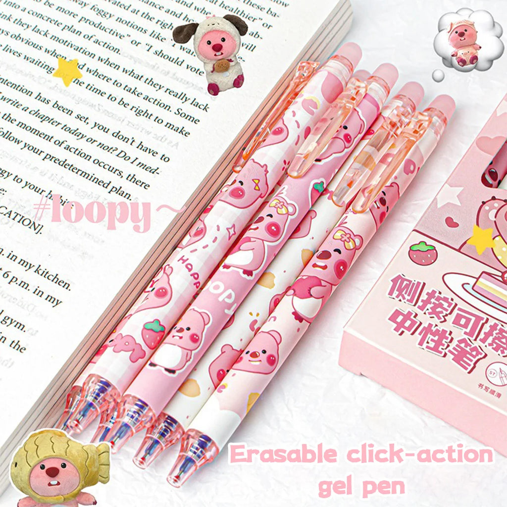 Bolígrafos borrables Capybara, 6 unidades, recargables, de gel, sin manchas, bonitos animales, útiles escolares para estudiantes, papelería de oficina, regalos.