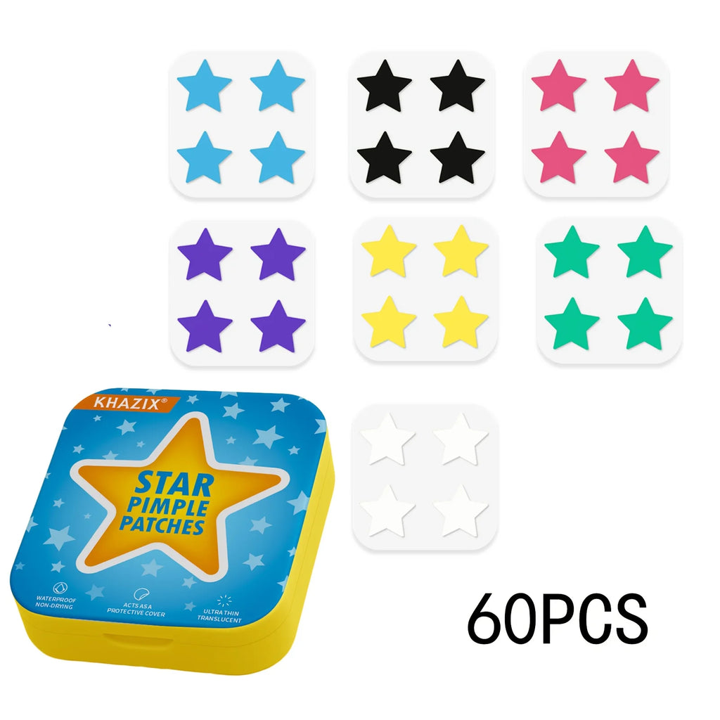 60 parches hidrocoloides para el acné, con forma de estrella. Parche de hidrogel, esencial para tomar fotos. Parche para el acné con decoración de estrellas.