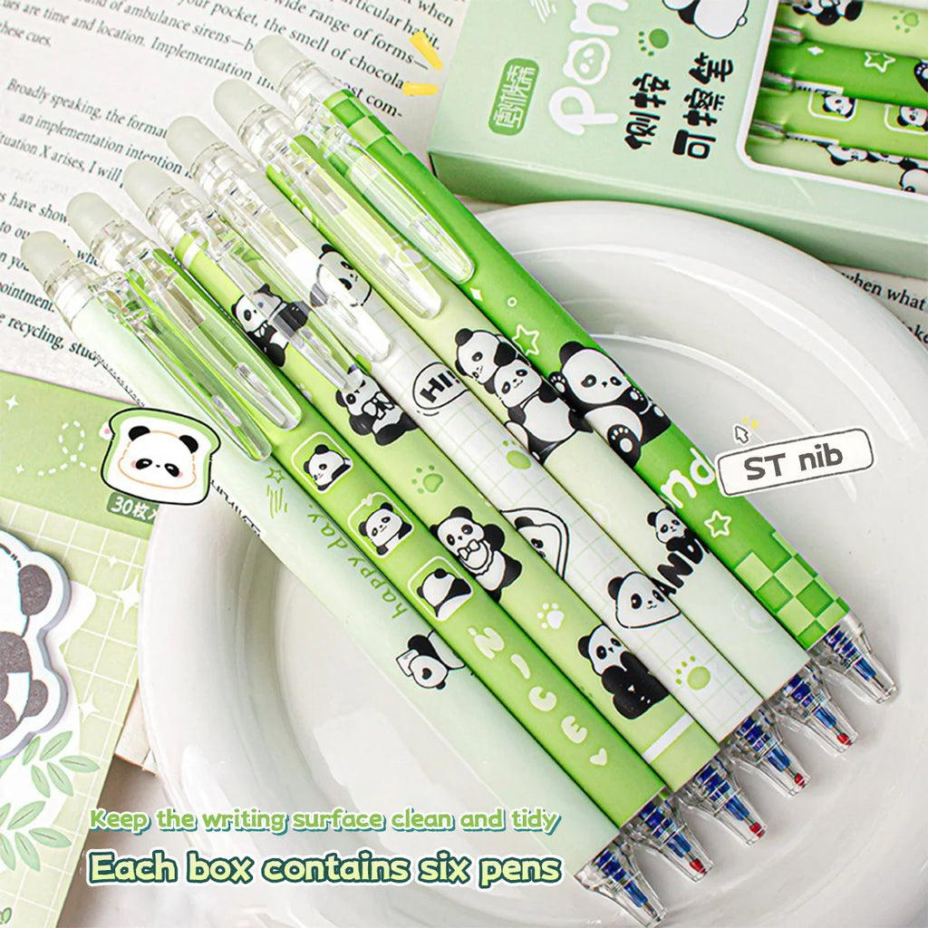 Bolígrafos borrables Capybara, 6 unidades, recargables, de gel, sin manchas, bonitos animales, útiles escolares para estudiantes, papelería de oficina, regalos.