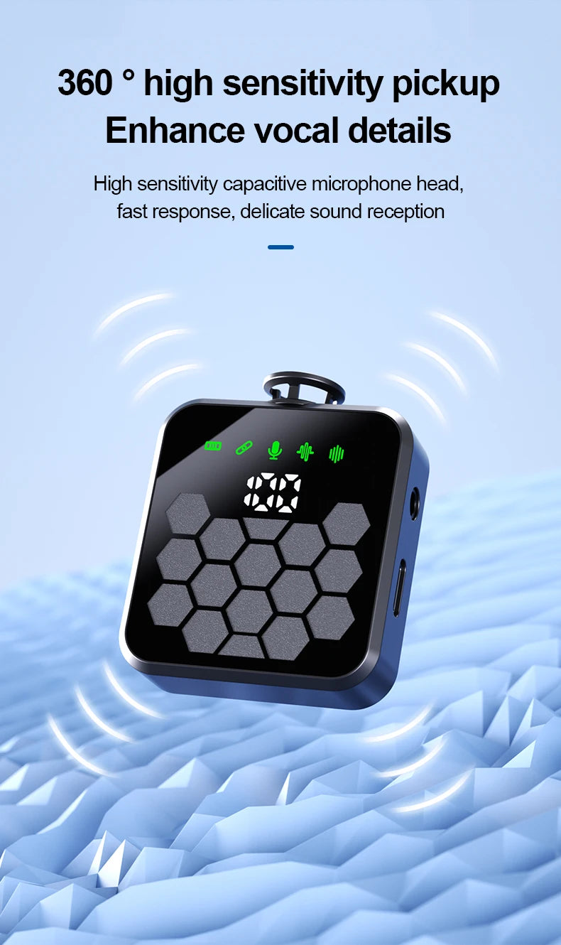 Micrófono de solapa inalámbrico para cámara, iPhone, Android, grabación de video, micrófono con reverberación, podcast, reducción de ruido, micrófono de clip.