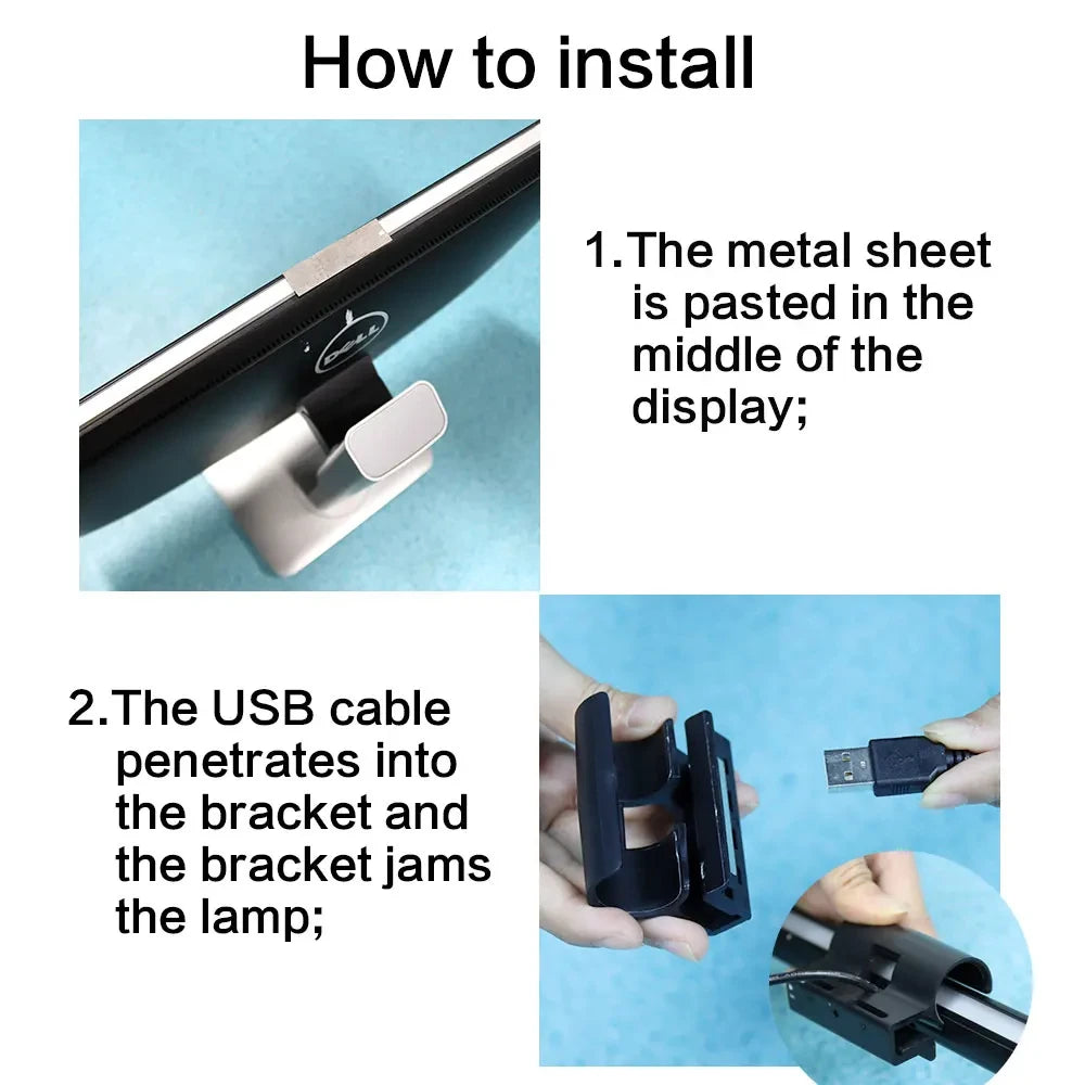 Barra de luz LED para monitor de computadora, luces colgantes RGB, lámpara de mesa para trabajar, estudiar, leer, jugar, iluminación atenuable de 44 cm