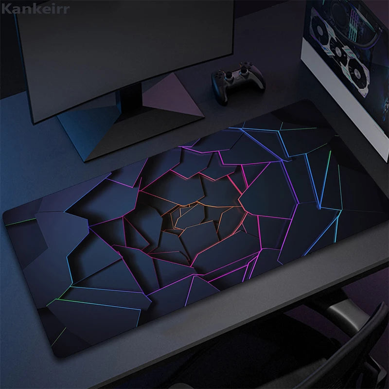 Alfombrilla de ratón con diseño geométrico para gamers, teclado para portátil, XXL, grande, de goma, antideslizante, para escritorio de oficina