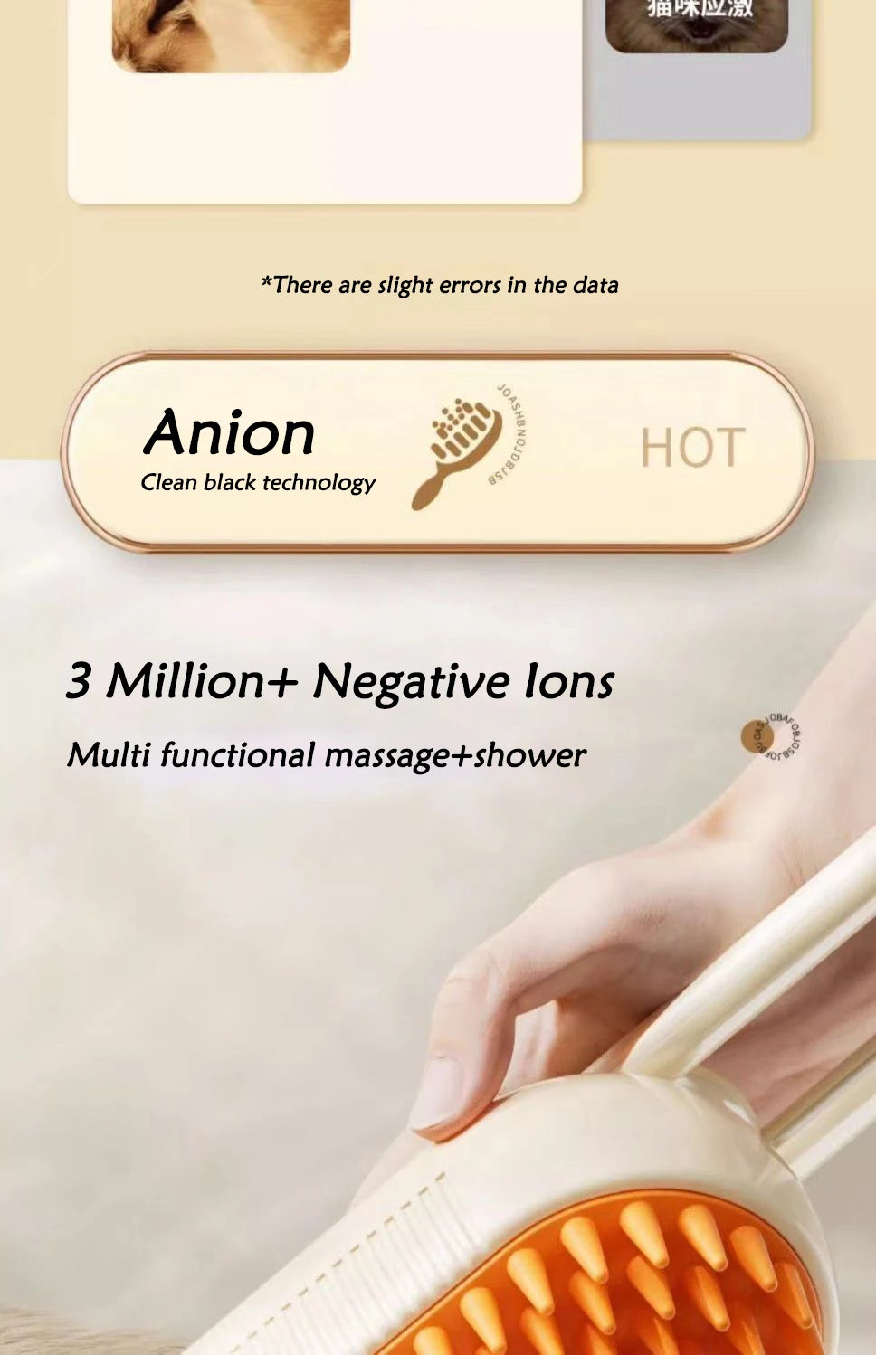 3 in 1 Cat Dog Pet Spray Massage Brush One Button Steam Spray Folding Rotatable Grooming tool Hair Bath Hair Removal Brush Comb