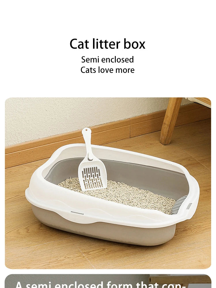 Caja de arena semicerrada Inodoro para gatos a prueba de salpicaduras Artículos de limpieza para gatitos grandes Caja de Arena grande para excrementos de gato