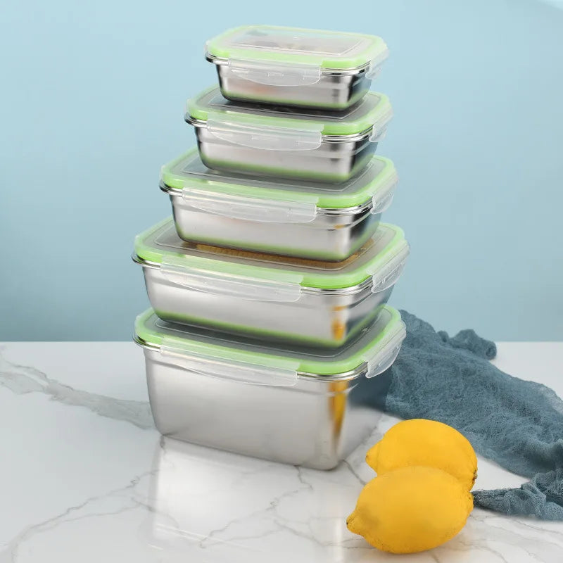 Topper de acero inoxidable 304 con tapa, contenedor hermético para conservar la frescura de la fruta, contenedor refrigerado para bento, utensilios de cocina.