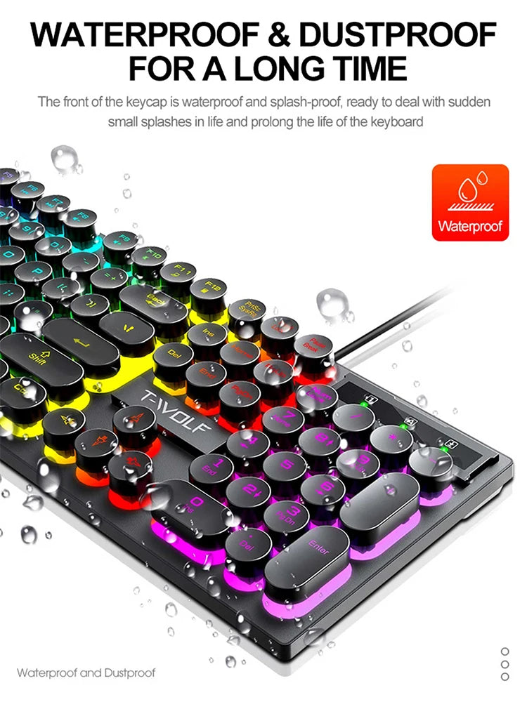 Teclado con sensación mecánica ,  computadora de escritorio, portátil, juego de deportes electrónicos, teclado con cable iluminado