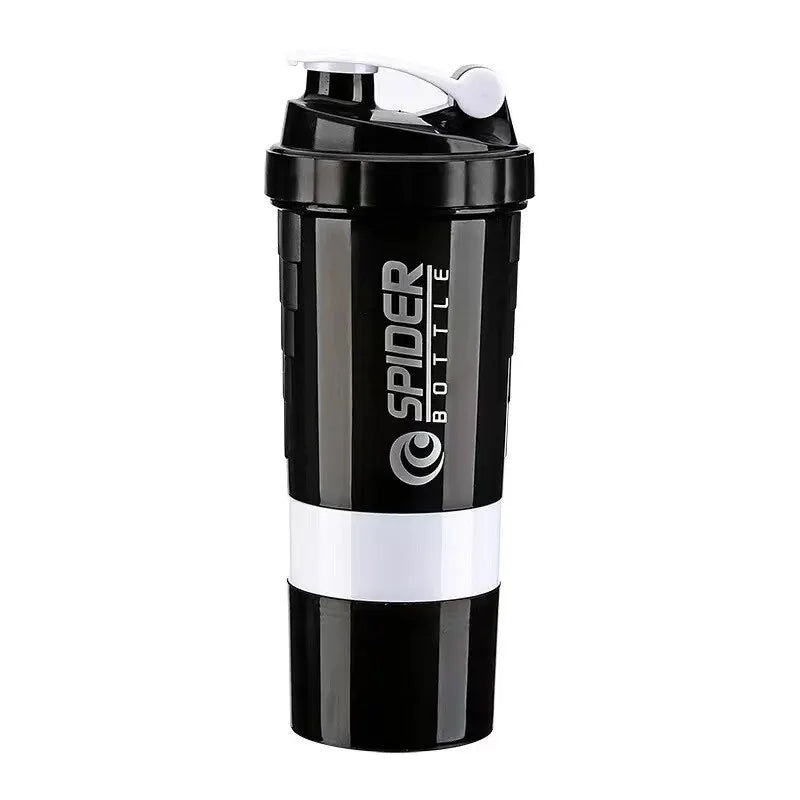 Botella mezcladora de proteínas de 3 capas, vaso para batido de polvo, botella de agua, vaso mezclador de plástico, botella para ejercicio.