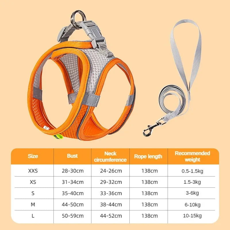 Accesorios para perros y gatos, collar para perros pequeños, chaleco de seguridad, cuerda para el pecho, funda para perros, arneses ajustables y transpirables, suministros, productos