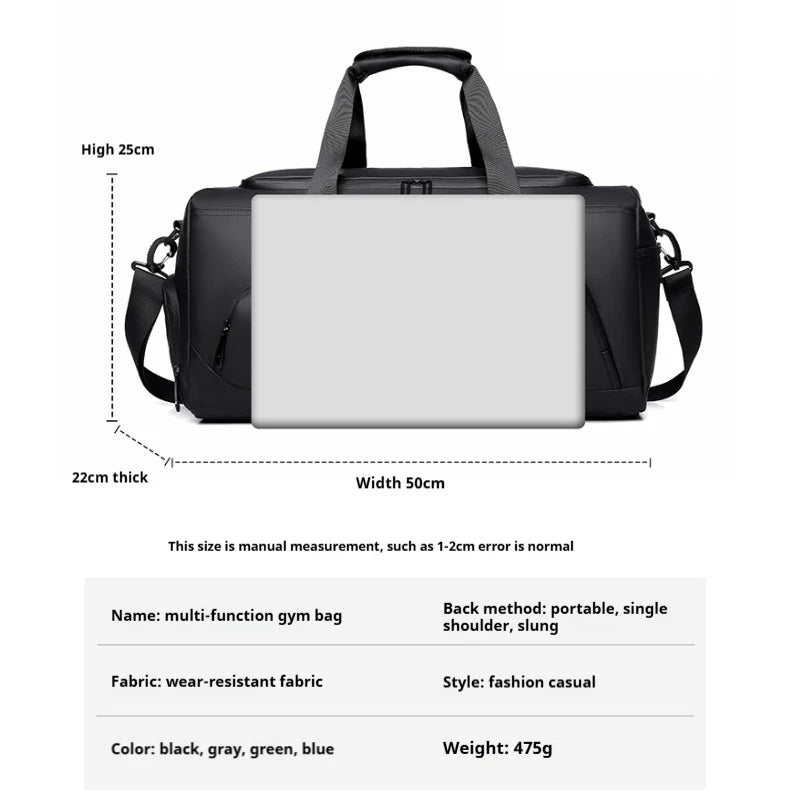 Bolsa deportiva de gimnasio, bolso de mano de gran capacidad, bolsa de viaje portátil, multicompartimento con almacenamiento para zapatos, perfecta para vacaciones, gimnasio