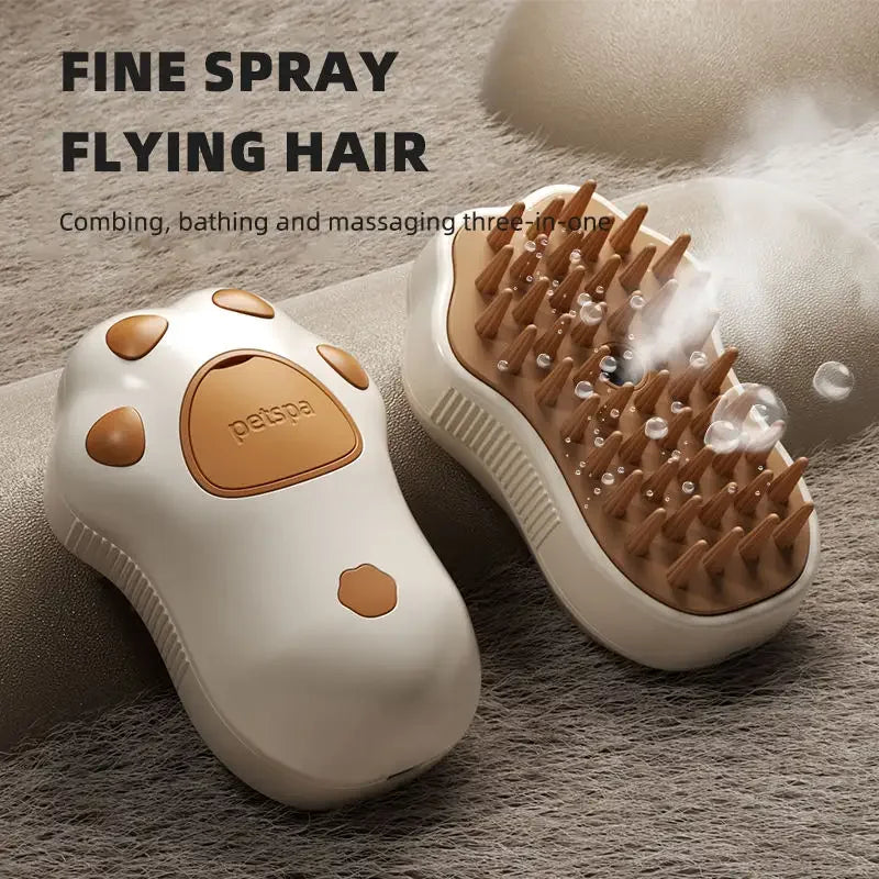 2024 Multifunctional Rotating Cat Grooming Steamer Brush Pet Hair Removal Spray Massage Comb 3 In1 Self Cleaning Steam Cat Brush