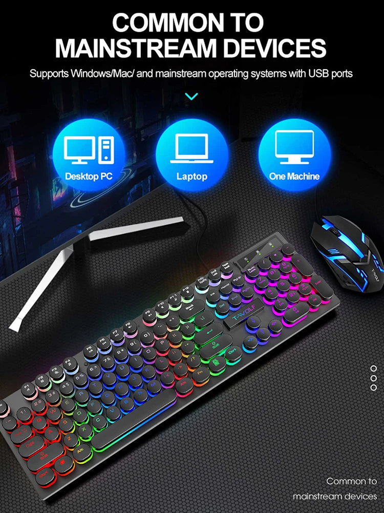 Teclado con sensación mecánica ,  computadora de escritorio, portátil, juego de deportes electrónicos, teclado con cable iluminado