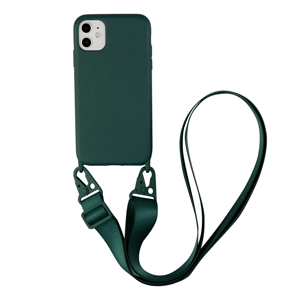 Funda de silicona con cordón para iPhone 12, 13, Mini, 14, 15, 16 Pro Max, X, XR, XS, con correa para el cuello y cordón para collar.