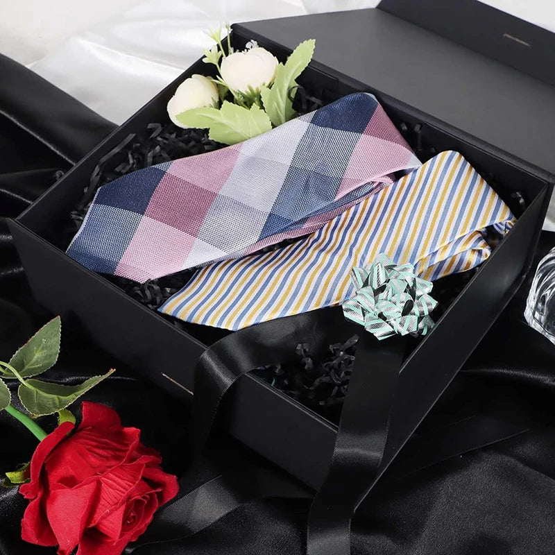 Magnetic Gift Box Kit with Lafite Grass and Greeting Cards Black / Pink Holiday Party Valentine's Day Gifts Folding Box TMZ