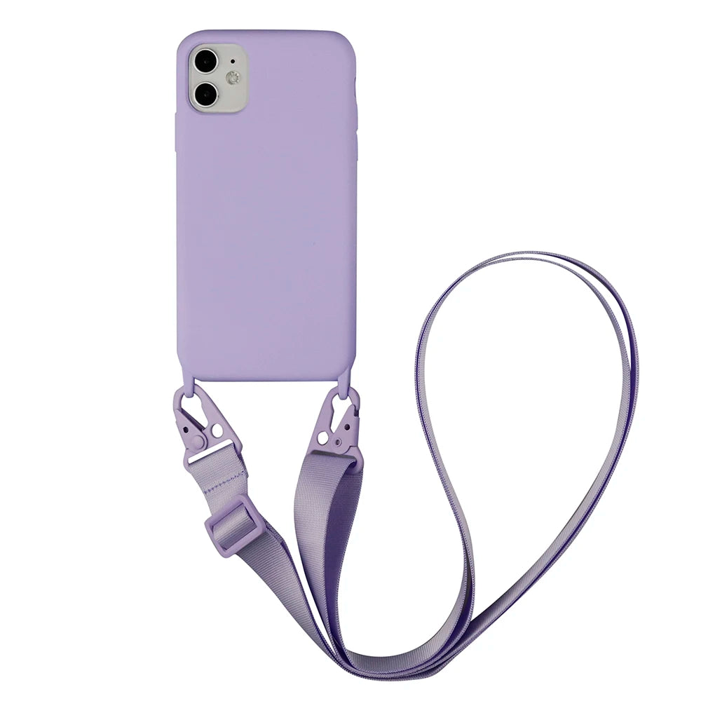Funda de silicona con cordón para iPhone 12, 13, Mini, 14, 15, 16 Pro Max, X, XR, XS, con correa para el cuello y cordón para collar.