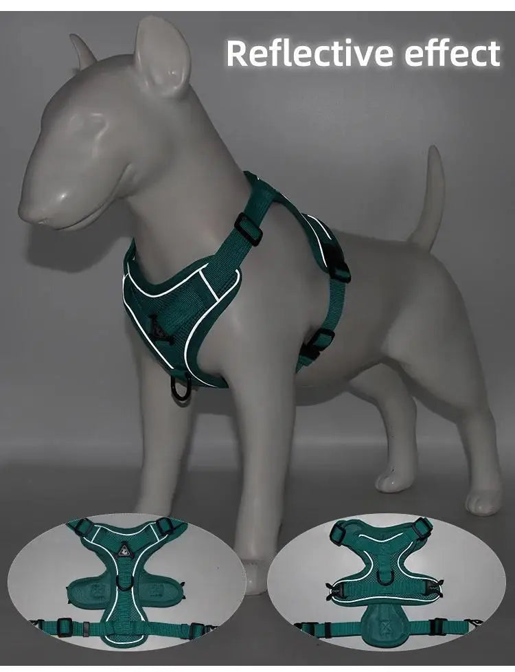 Arnés y correa para perros antitirones, ajustable, para perros pequeños y gatos, con correa reflectante para el pecho.