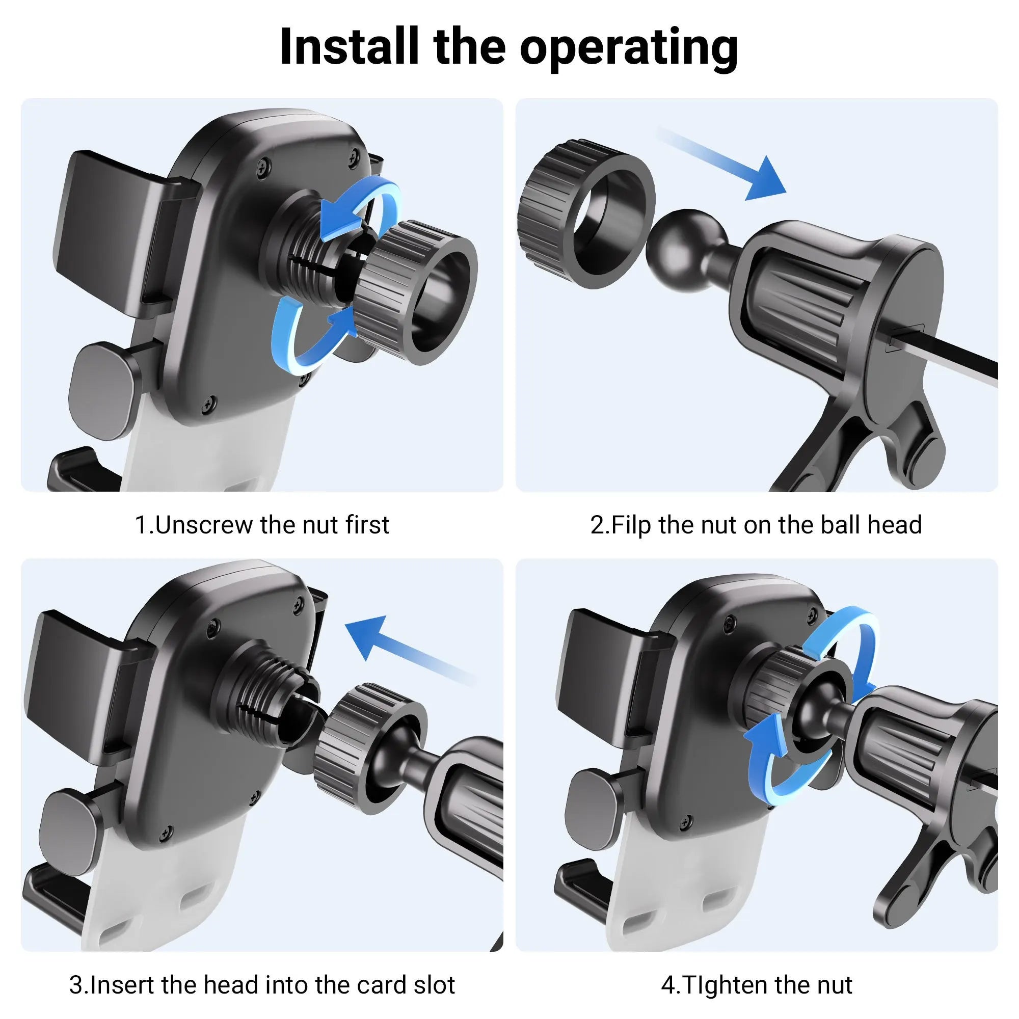 Soporte Celular Automóvil, Base Porta Móvil Auto Giratorio 360° con Gancho Metálico y Botón de Liberación, Uso con Una Sola Mano