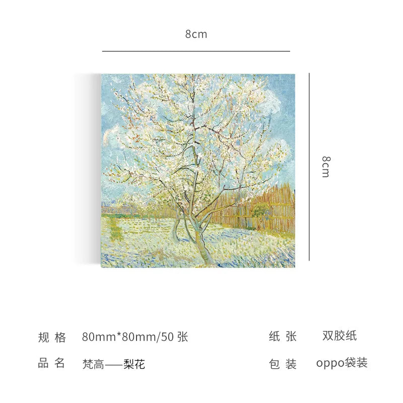 Bloc de notas para pintar Monet Van Gogh, notas adhesivas, calcomanías para álbumes de recortes, bricolaje, bloc de notas, diario, papelería, útiles escolares