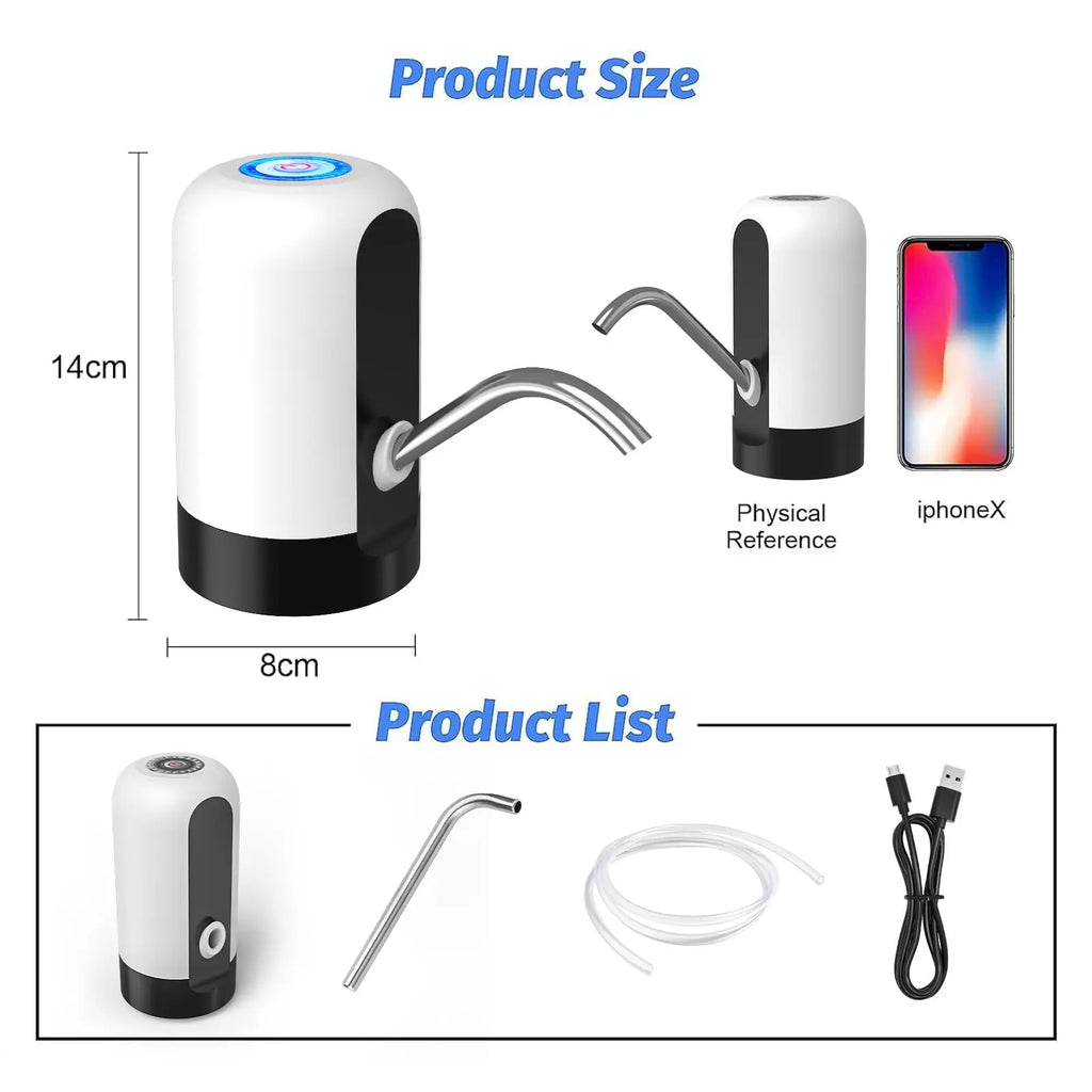 Dispensador de agua eléctrico universal para botella de 5 galones, bomba portátil para camping, cocina, taller y garaje.