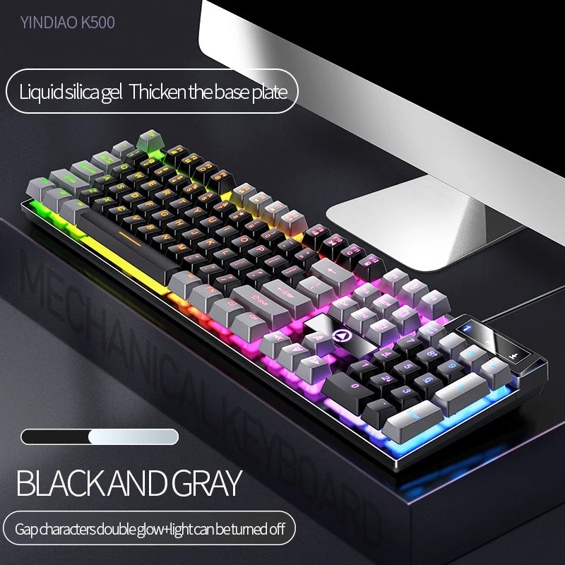 Teclado YINDIAO para juegos con cable, portátil, de escritorio, PC, accesorios de oficina, teclados de perfil bajo para gamers con teclado numérico