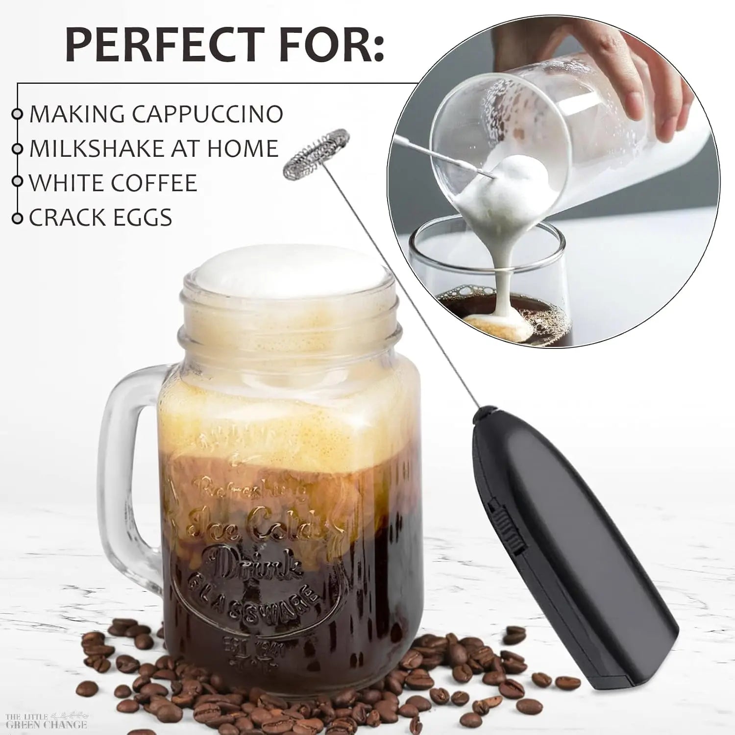 Mini licuadora eléctrica de cocina, espumador de leche, ideal para preparar café, batidos de crema, licuadora, licuadora de café