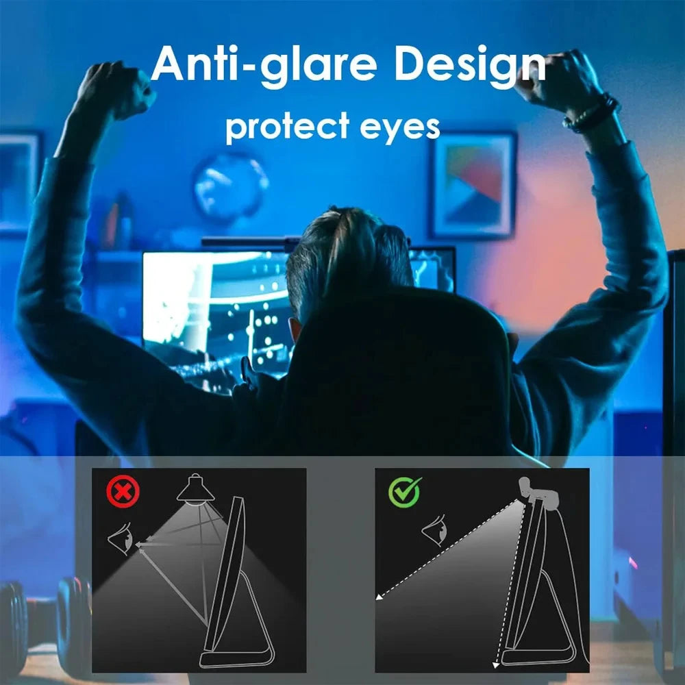 Barra de luz LED para monitor de computadora, luces colgantes RGB, lámpara de mesa para trabajar, estudiar, leer, jugar, iluminación atenuable de 44 cm