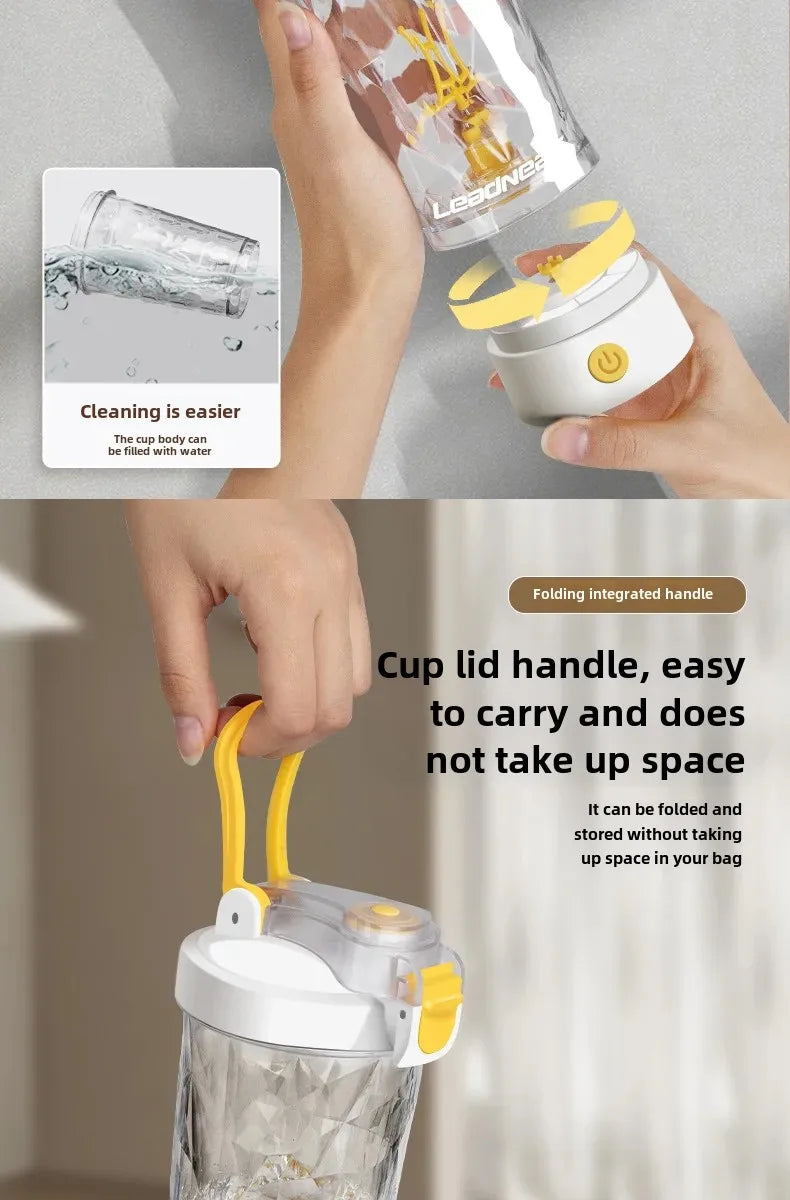 Botella mezcladora eléctrica de 650 ml, batidora portátil de proteína, batidora automática, mezcladora de jugos multiusos, tazas para fitness y trabajo.