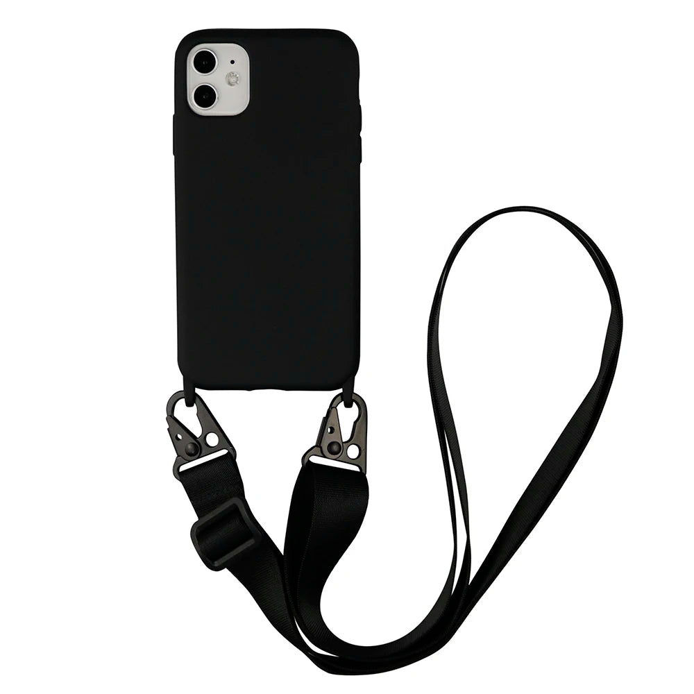 Funda de silicona con cordón para iPhone 12, 13, Mini, 14, 15, 16 Pro Max, X, XR, XS, con correa para el cuello y cordón para collar.