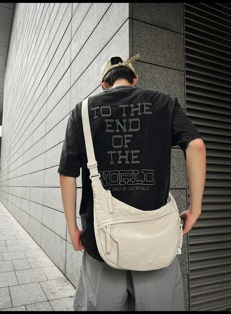 Bolso de hombro de tela suave para mujer, moderno, de color liso, estilo informal, para estudiantes, grande, tipo bandolera