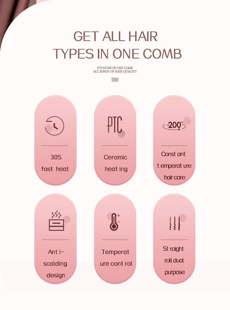 KSKIN Top Selling Hair Straightener 2 in 1 Brush Multifunctional Professional Hair Flat Iron Hair Comb