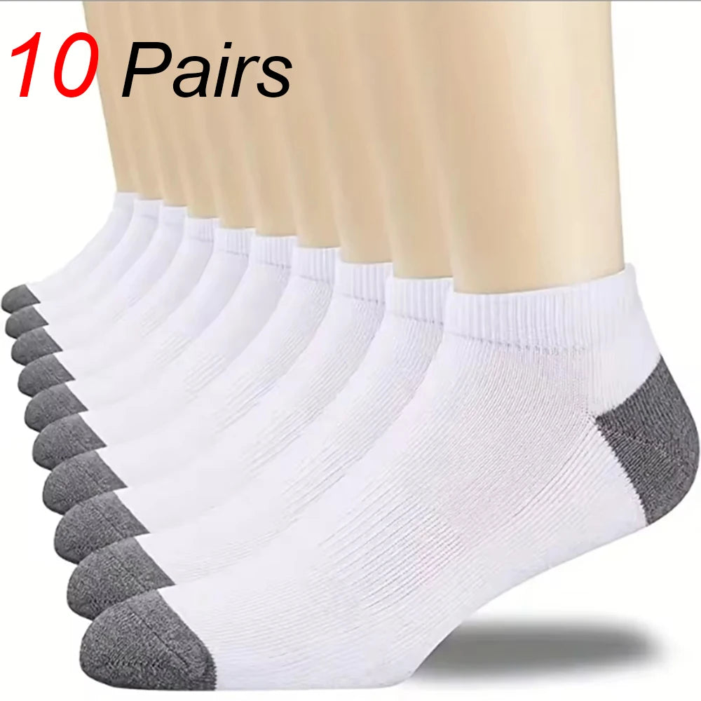 10 pares de calcetines tobilleros para mujer, clásicos, modernos, en colores negro, blanco y gris, cómodos, transpirables y absorbentes del sudor.