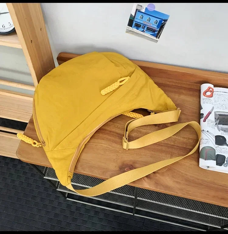 Bolso de hombro de tela suave para mujer, moderno, de color liso, estilo informal, para estudiantes, grande, tipo bandolera