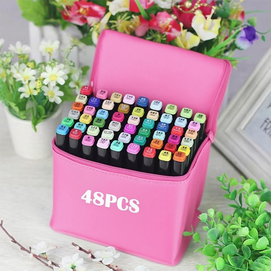 48 marcadores de doble punta, disponibles en una variedad de colores, marcadores de acuarela de doble punta, ideales para dibujar, colorear, acuarela, caligrafía cómica, juego de arte de alta calidad, marcadores de acuarela