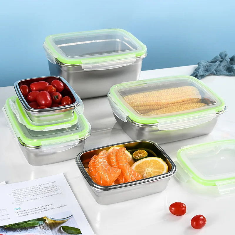 Topper de acero inoxidable 304 con tapa, contenedor hermético para conservar la frescura de la fruta, contenedor refrigerado para bento, utensilios de cocina.